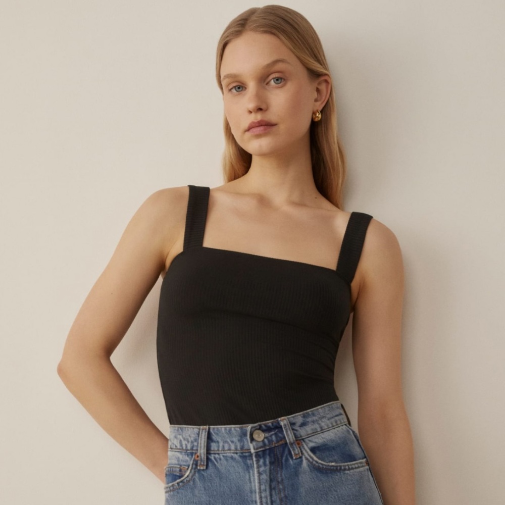 Reformation Black Canyon Knit Tank- Square Neck Tank